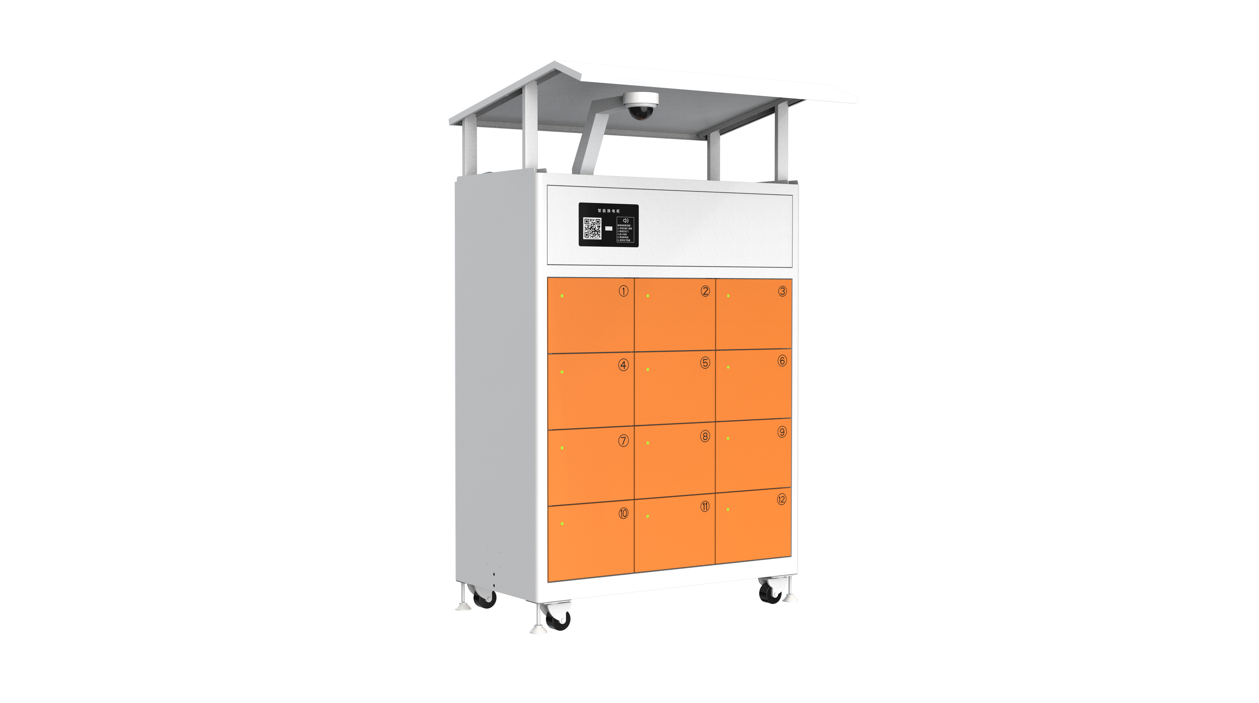12-Bay Battery Swap Cabinet Front-Maintenance Structure and Canopy